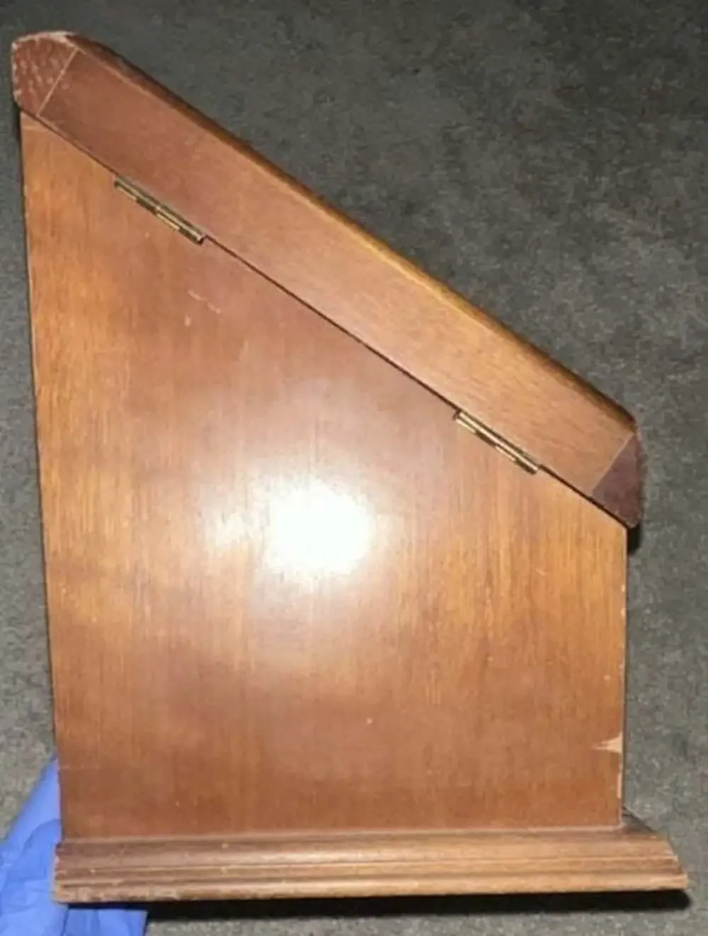 Vintage Wooden Jewelry Armoire Box with Floral Etched Glass Doors